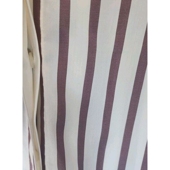 New Lafayette 148 100% Silk Striped Button Up Blouse Mauve and White Size 2X - Picture 6 of 7
